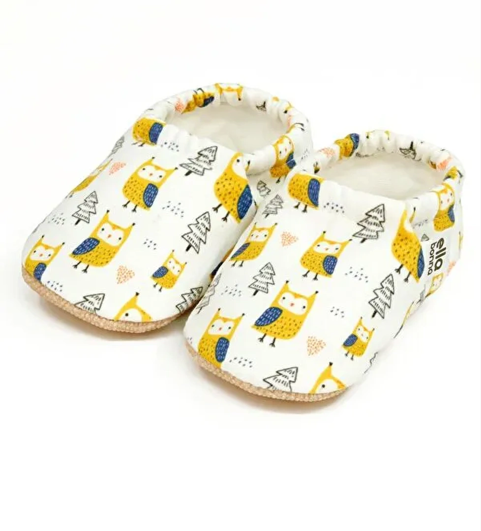 Desenli Bebek Patiği, Kaydırmaz Taban, Ev Kreş Ayakkabısı Panduf