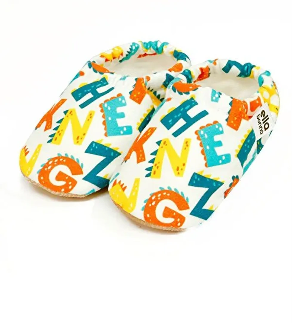 Desenli Bebek Patiği, Kaydırmaz Taban, Ev Kreş Ayakkabısı Panduf - Görsel 1