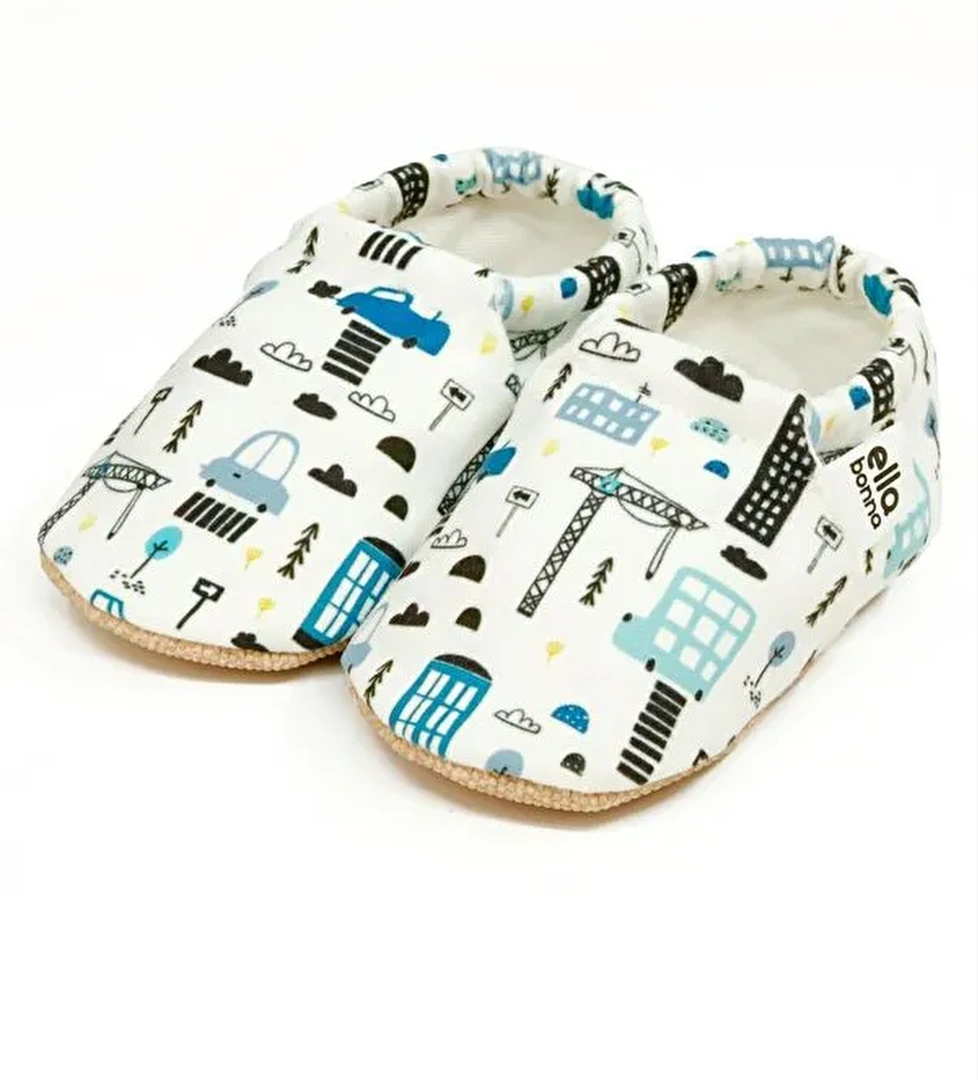 Desenli Bebek Patiği, Kaydırmaz Taban, Ev Kreş Ayakkabısı Panduf - Görsel 1