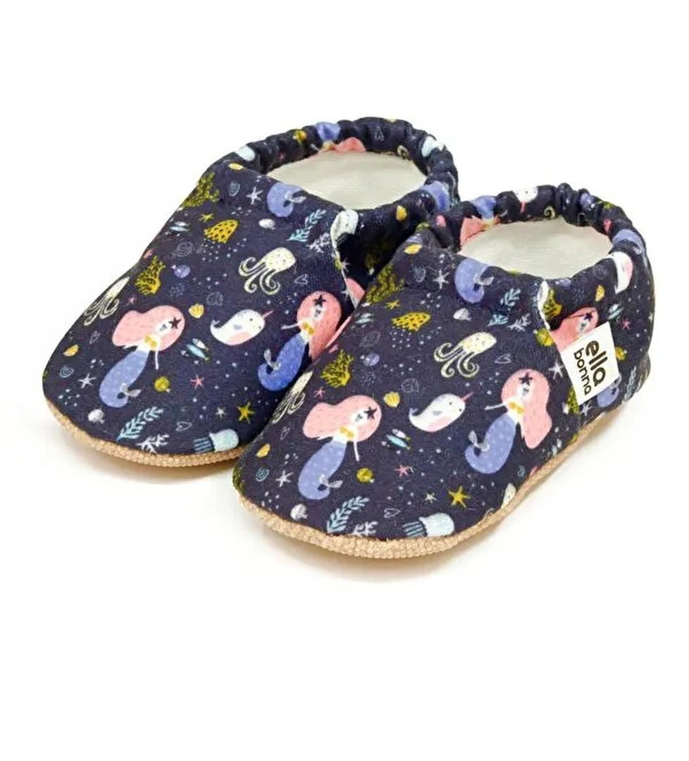 Desenli Bebek Patiği, Kaydırmaz Taban, Ev Kreş Ayakkabısı Panduf