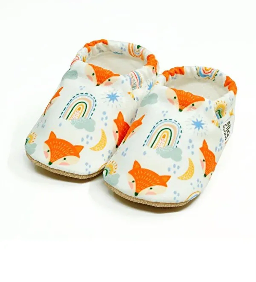 Desenli Bebek Patiği, Kaydırmaz Taban, Ev Kreş Ayakkabısı Panduf