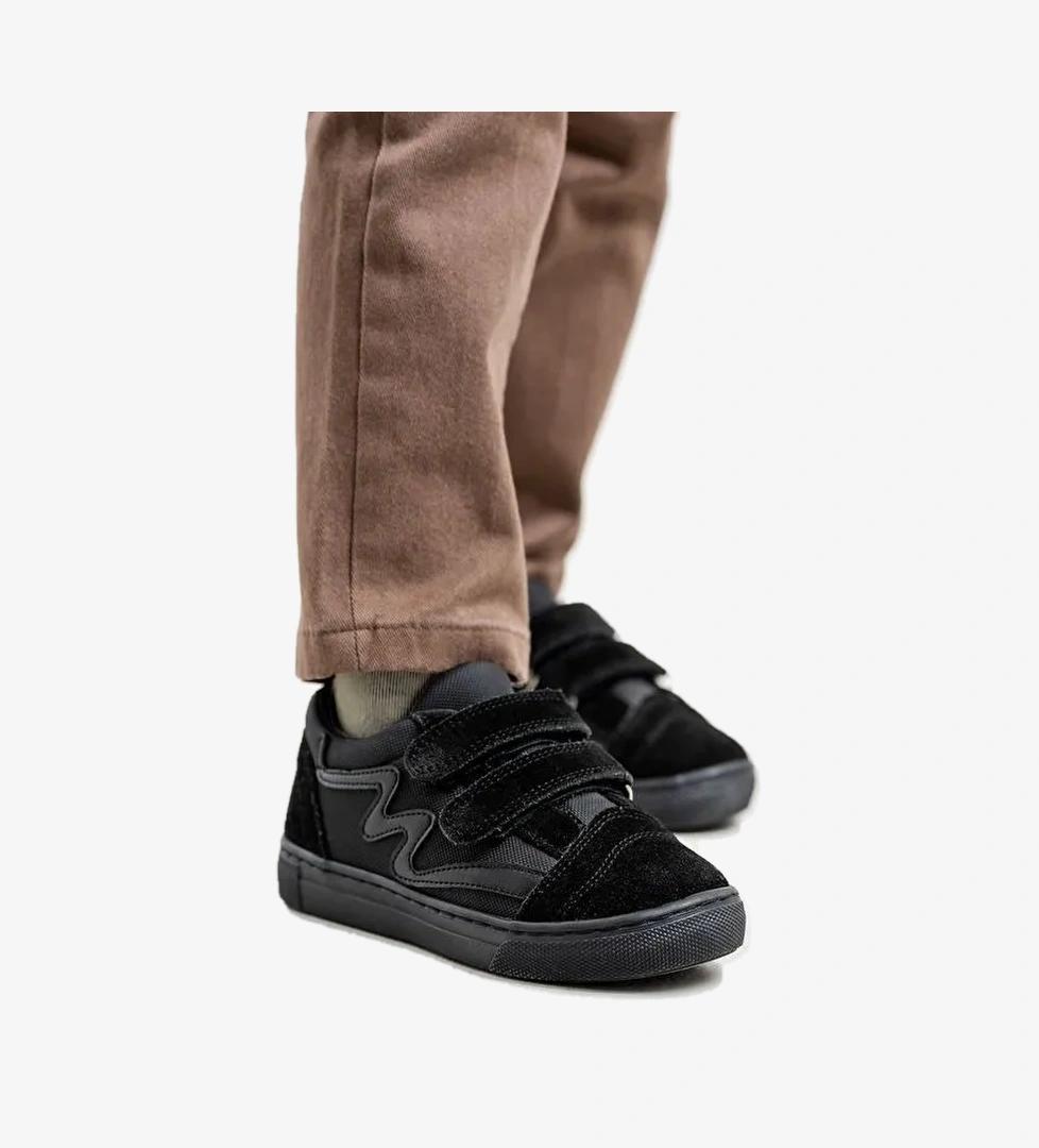 Erkek Çocuk Siyah Hakiki Deri Anatomik Günlük Ayakkabı - Görsel 1