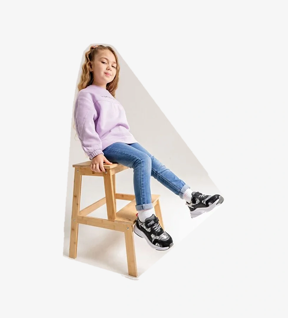 Kız Çocuk Siyah Hakiki Deri Anatomik Günlük Ayakkabı - Görsel 1