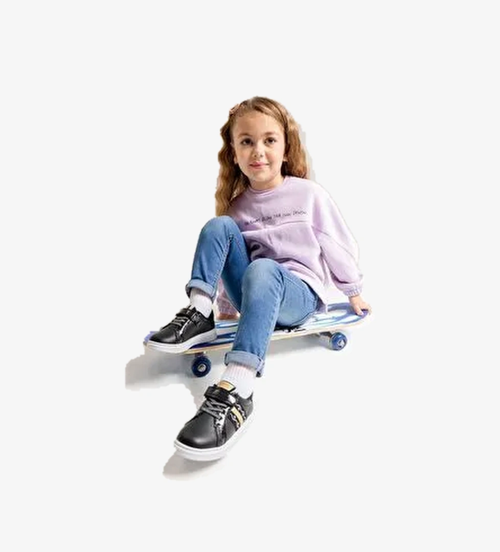 Kız Çocuk Siyah Hakiki Deri Anatomik Günlük Ayakkabı - Görsel 1