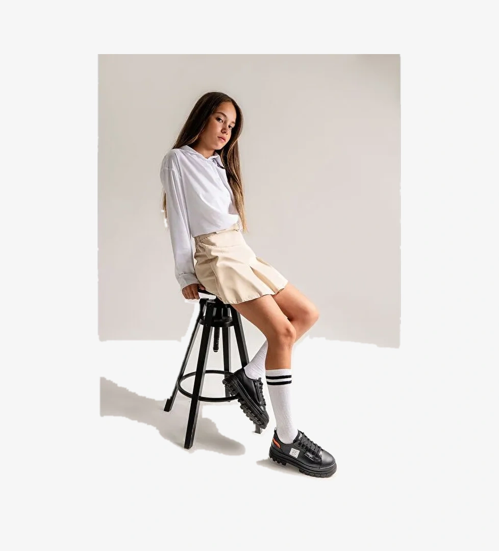 Kız Çocuk Siyah Anatomik Günlük Ayakkabı