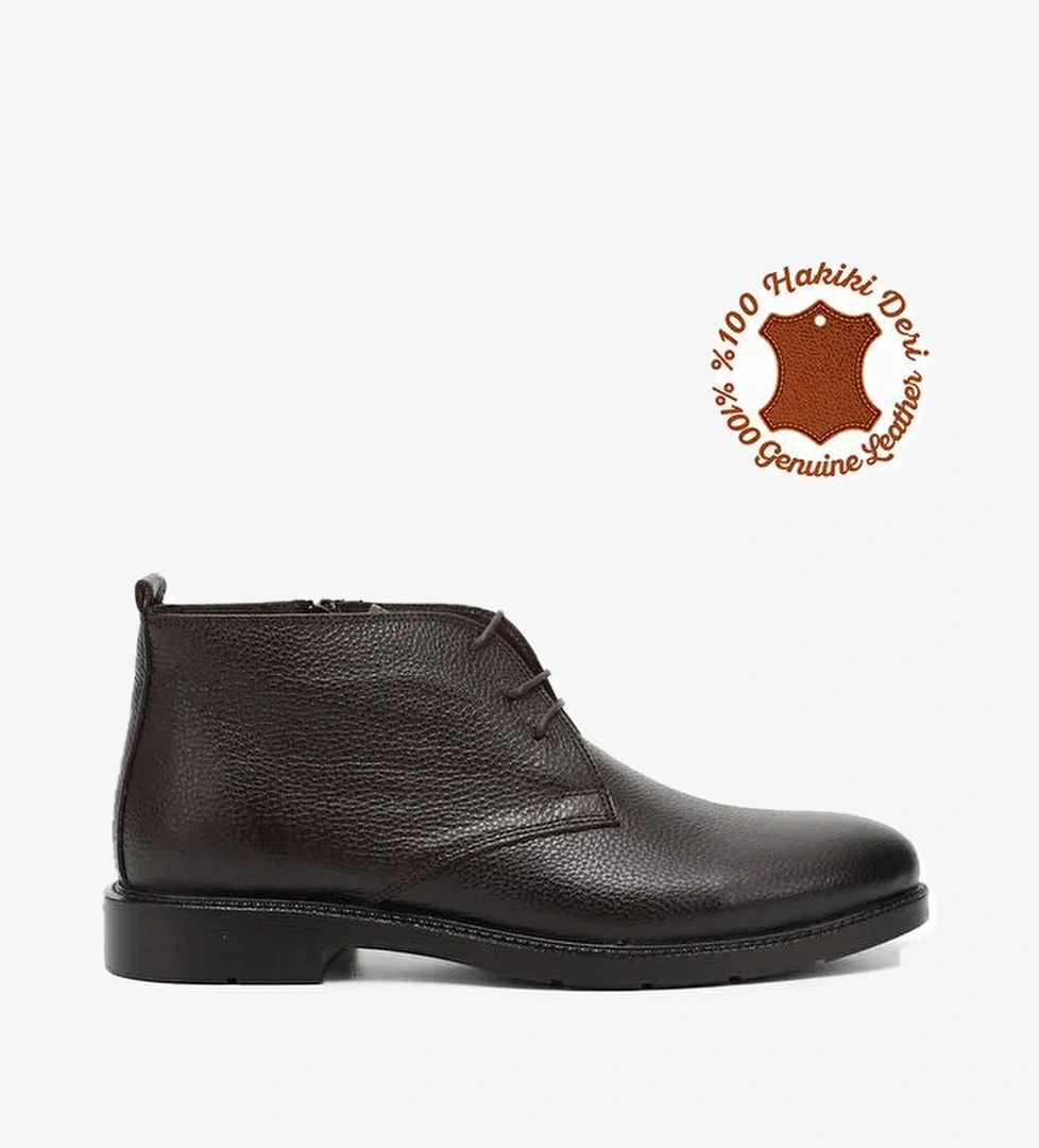 Gönderi̇(r) ORTA KAHVERENGİ Hakiki Deri Fermuarlı Bağcıklı Erkek Bot 01785 model görseli