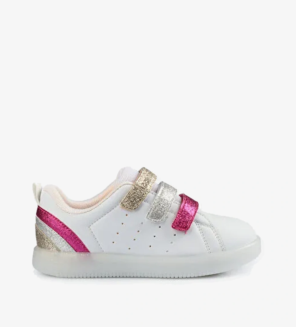 Sun Işıklı Kız Çocuk Beyaz/Fuşya Sneaker - Görsel 1