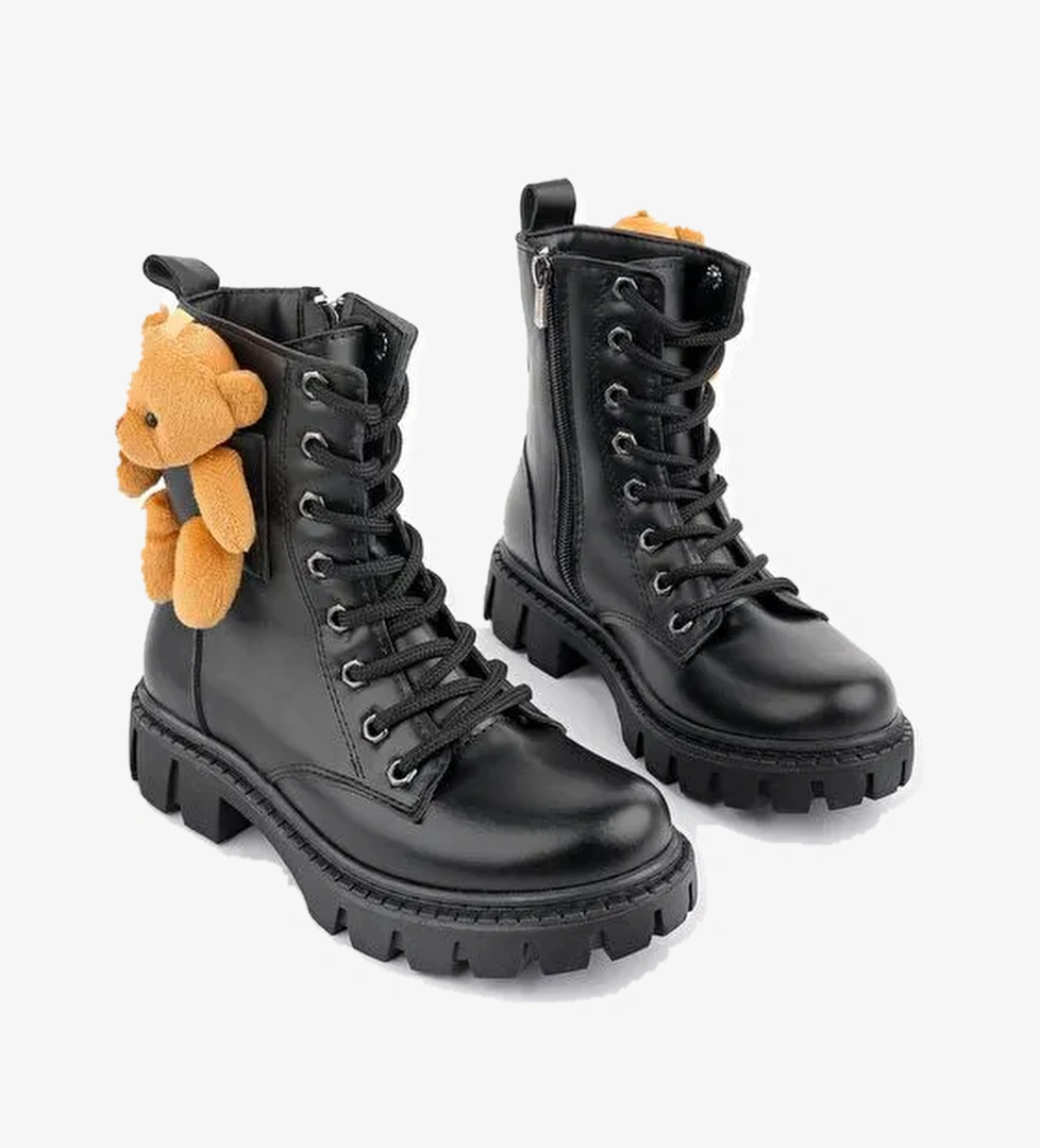 PİNKY Ayıcıklı Fermuarlı Bağcıklı Postal Çocuk Bot - Görsel 1