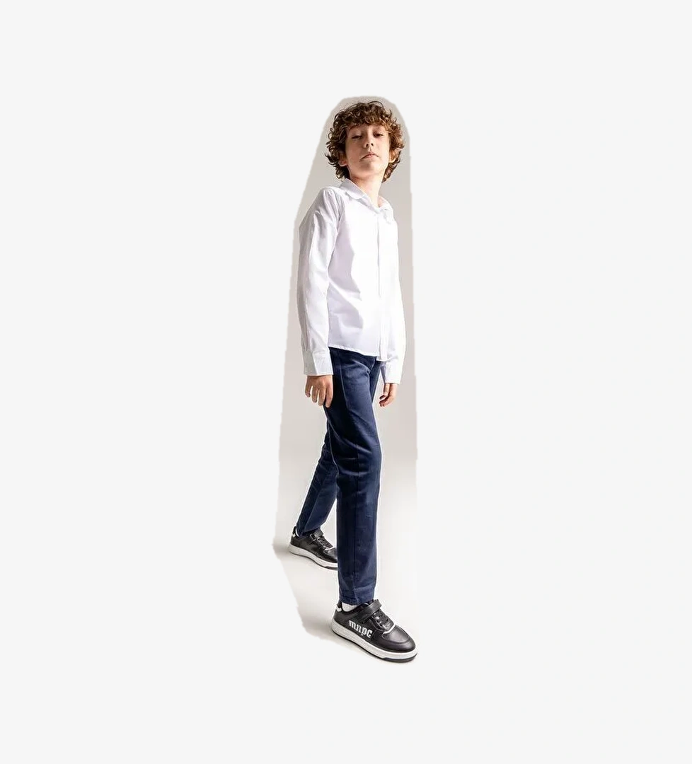 Erkek Çocuk Siyah Hakiki Deri Anatomik Günlük Ayakkabı