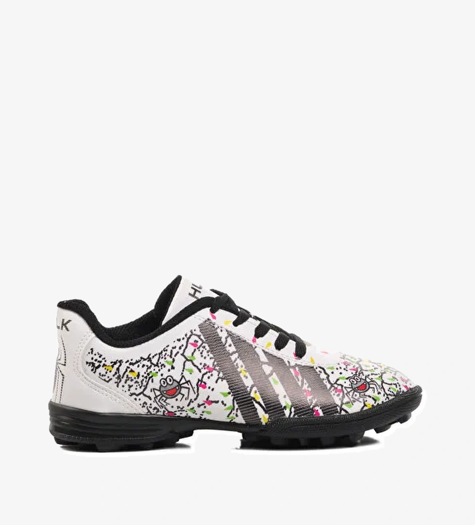 Örümcek Desenli Beyaz Çocuk Halı Saha Ayakkabısı