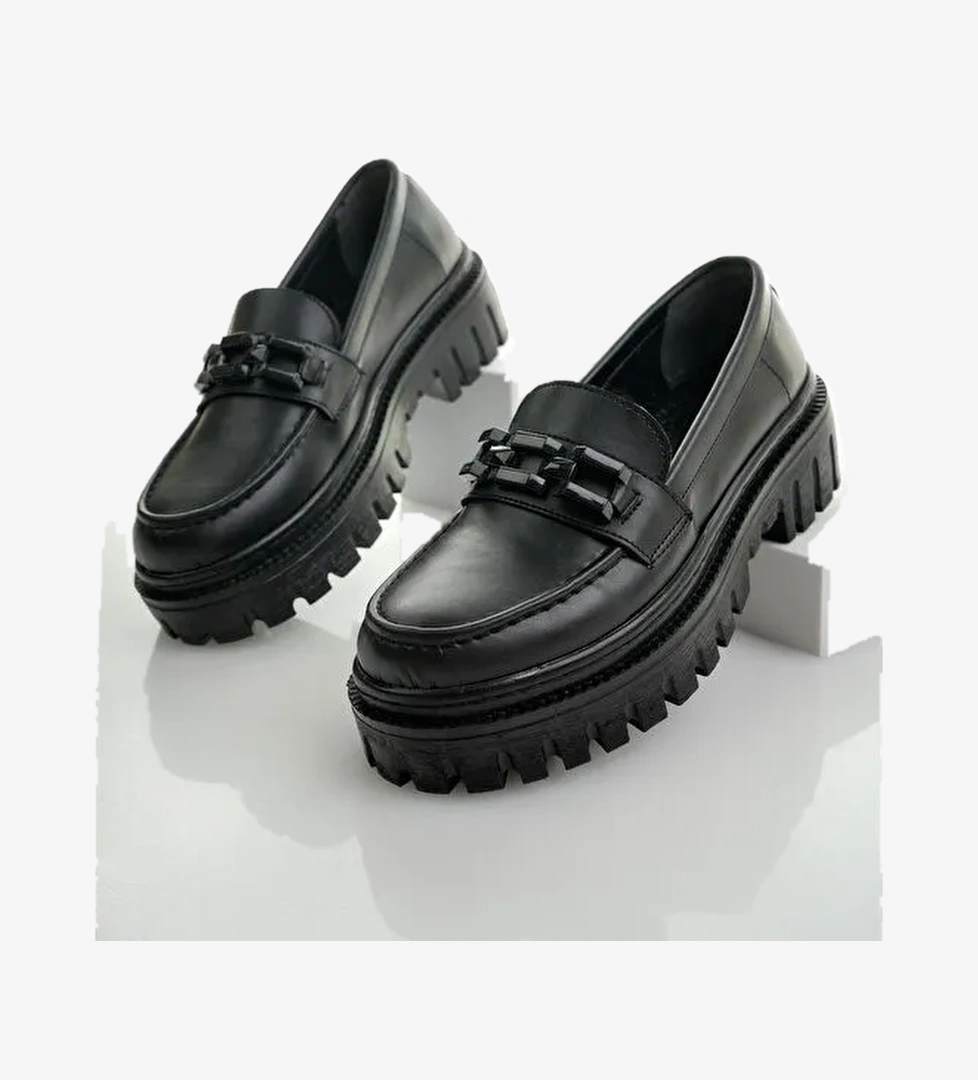 SAMANTHA Kadın Loafer Kalın Taban Tokalı Günlük Casual Makosen Ayakkabı