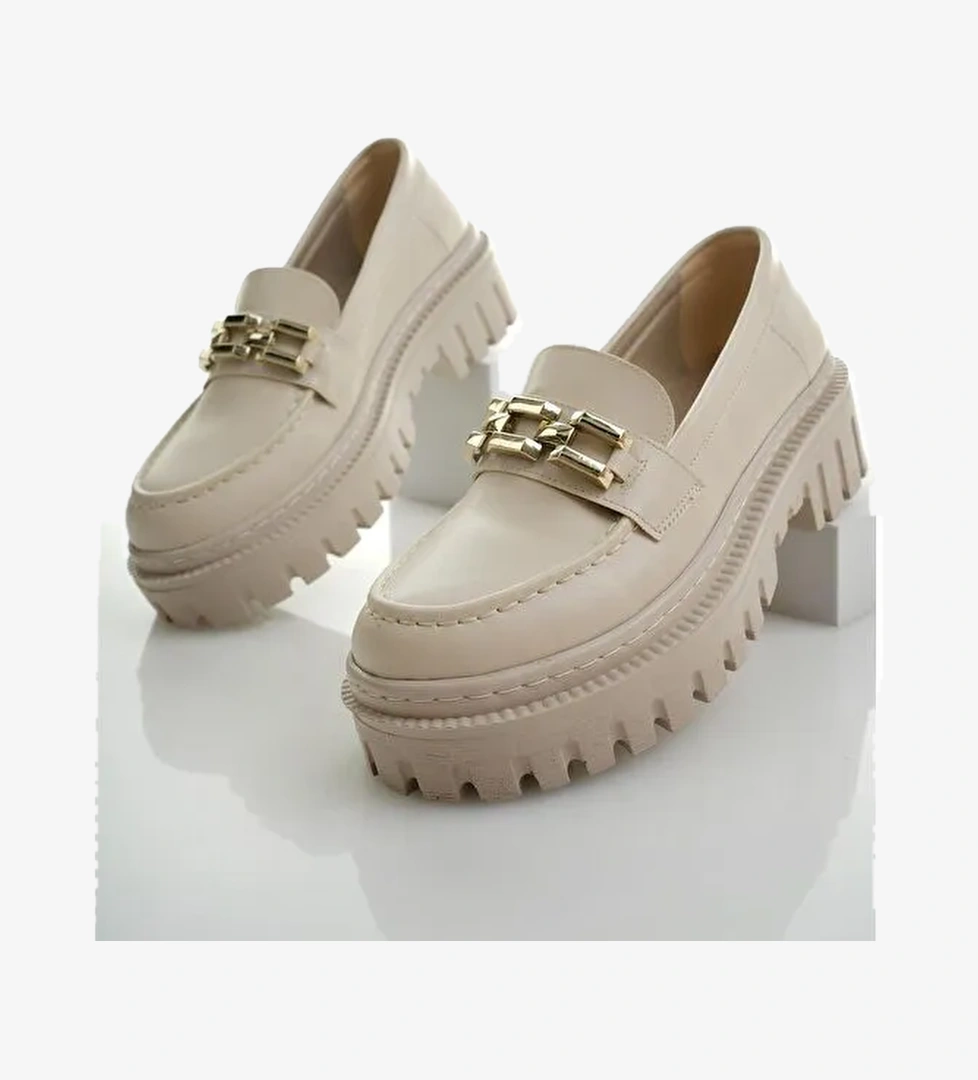 SAMANTHA Kadın Loafer Kalın Taban Tokalı Günlük Casual Makosen Ayakkabı - Görsel 1