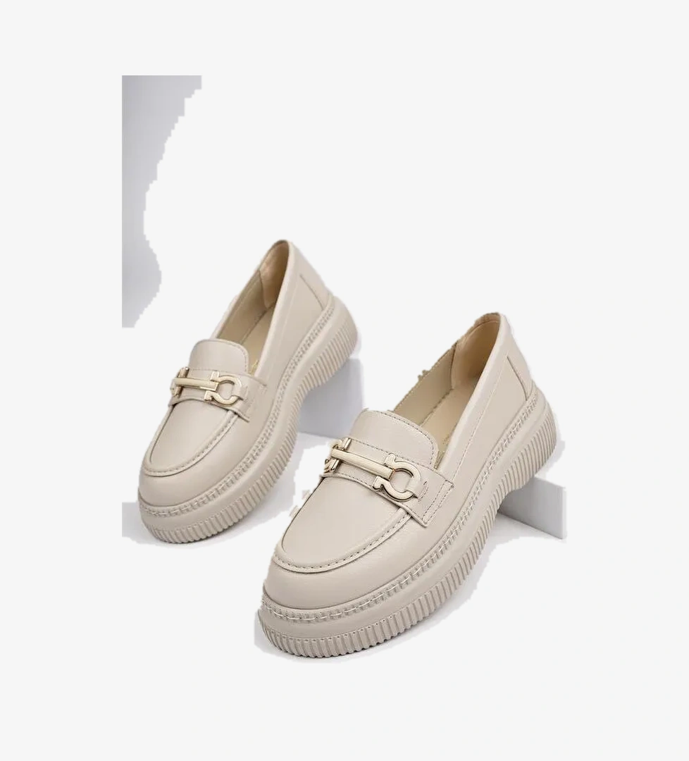 PEGULA Kadın Loafer Kalın Taban Günlük Rahat Ayakkabı - Görsel 1