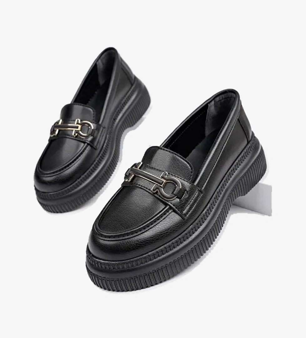 PEGULA Kadın Loafer Kalın Taban Casual Rahat Ayakkabı