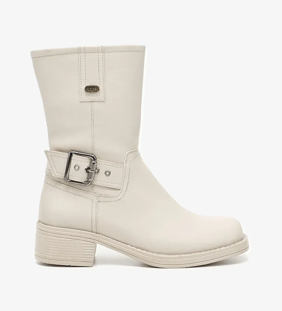 TEN Küt Burun Topuklu Kadın Biker Bot 32501 - Görsel 1