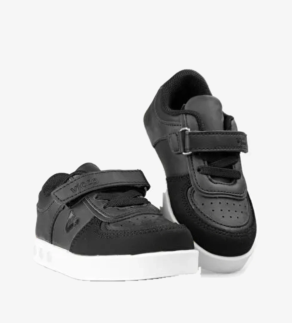 Sam Işıklı Unisex Okul Öncesi Siyah/Beyaz Sneaker - Görsel 1