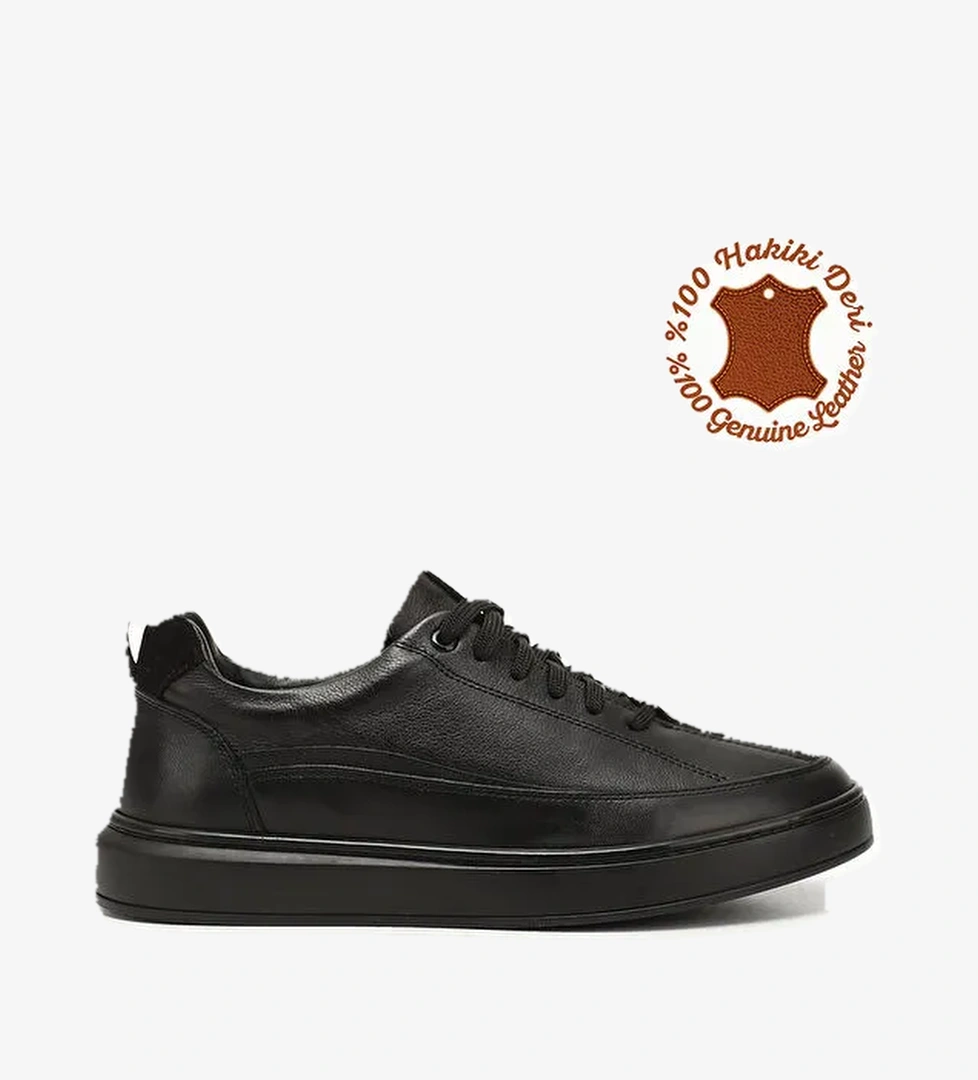 Gonderi(r) Bej Gonderi(r) Hakiki Deri Bağcıklı Erkek Sneaker