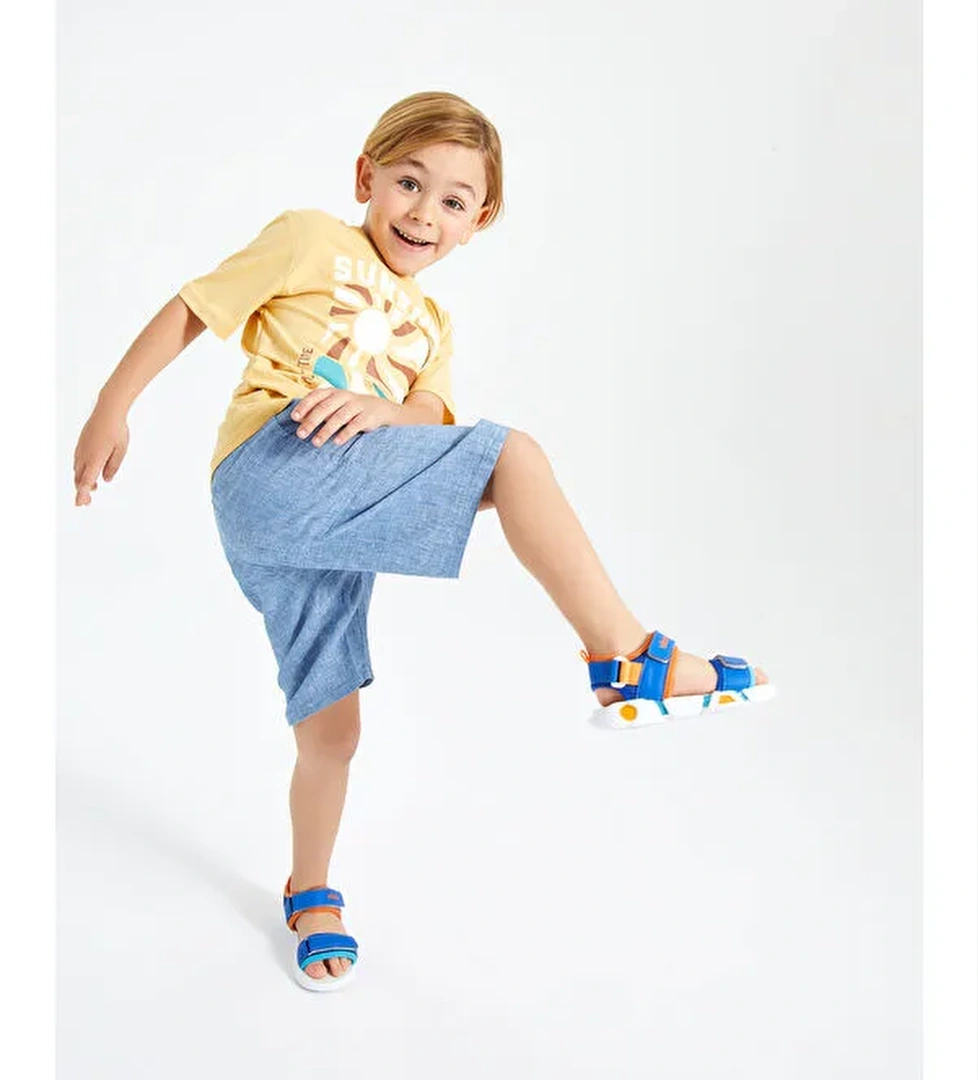 Jax Hafif Erkek Bebek Saks Mavi Sandalet - Görsel 1