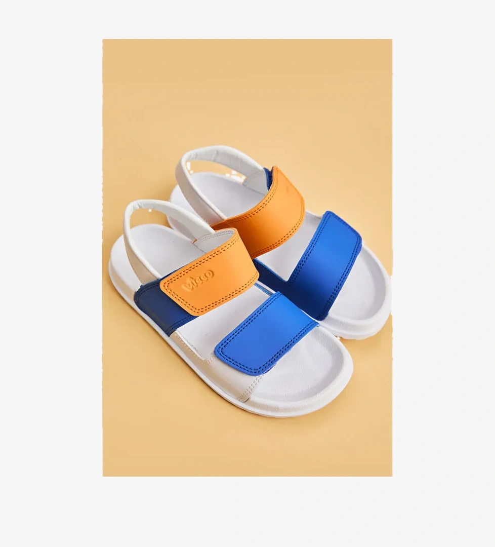 Krixi Hafif Erkek Bebek Beyaz/Saks Mavi Sandalet - Görsel 1