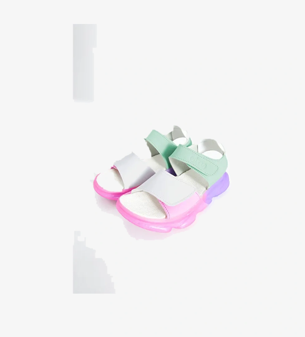 Laura Işıklı Kız Bebek Mint Yeşil/Beyaz Sandalet - Görsel 1