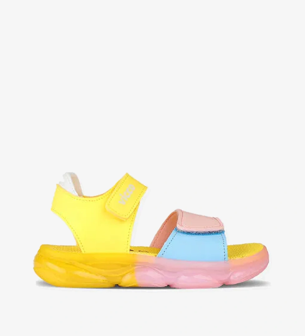 Laura Işıklı Kız Bebek Sarı/Pudra Sandalet - Görsel 1