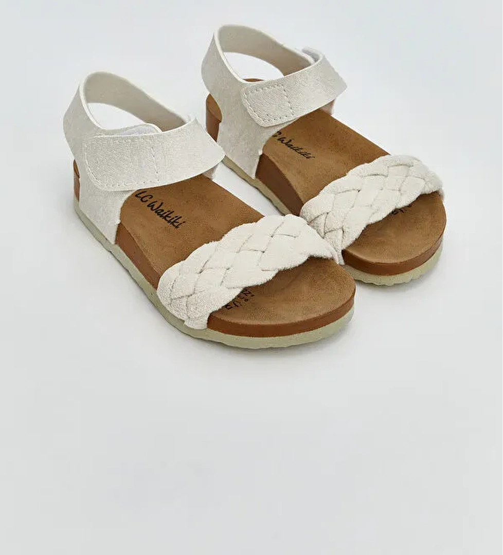 Büzgü Desenli Deri Görünümlü Kız Bebek Sandalet - Görsel 1