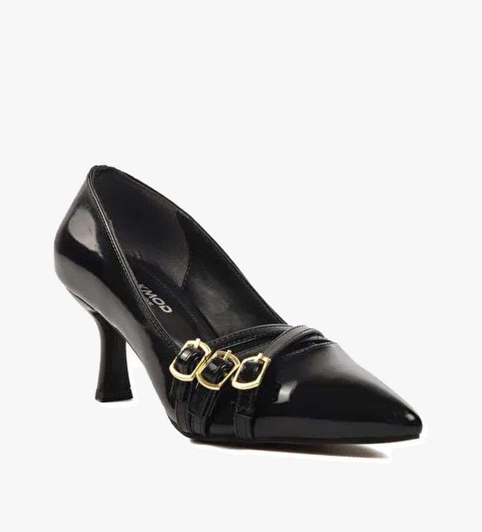 Siyah Rugan İnce Topuklu Kadın Abiye Ayakkabı 458296 - Görsel 1