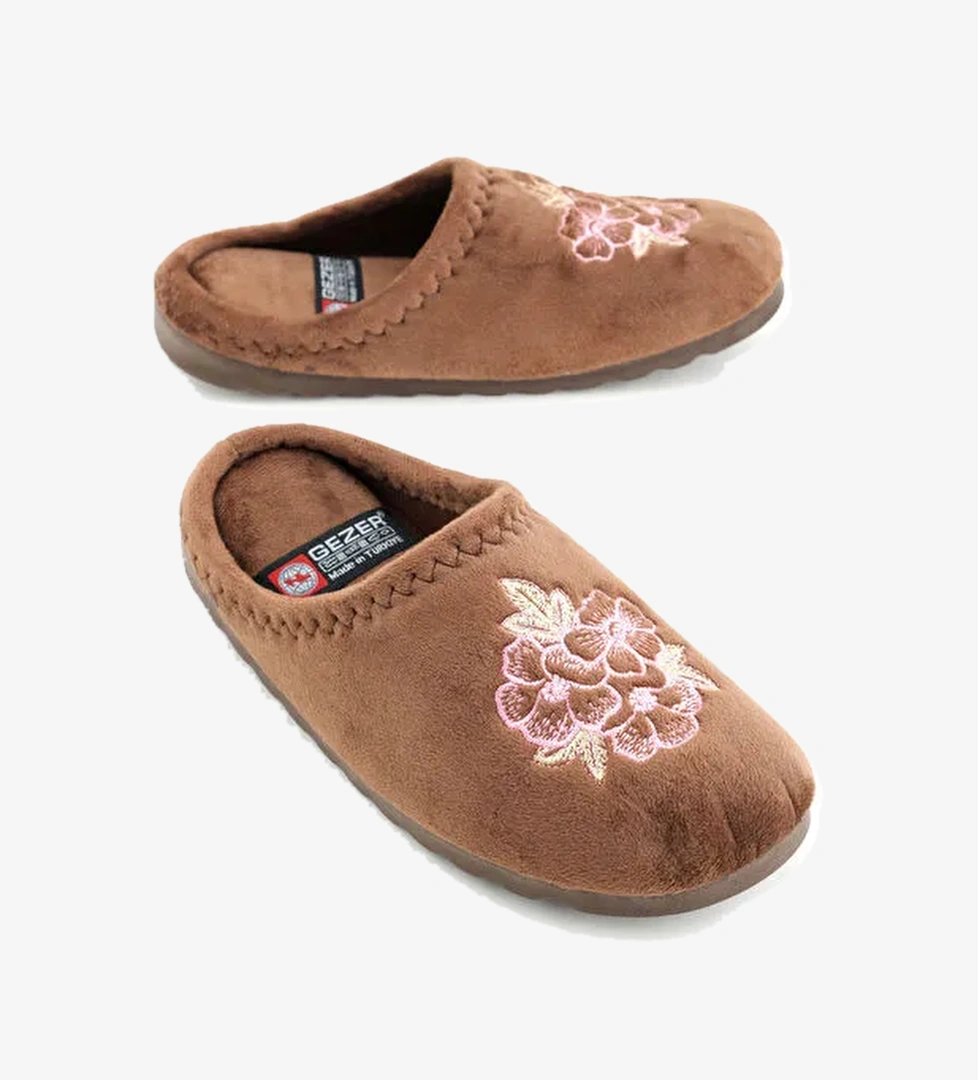 Kadın Kışlık Çiçek Desenli Ev Gondol Terlik