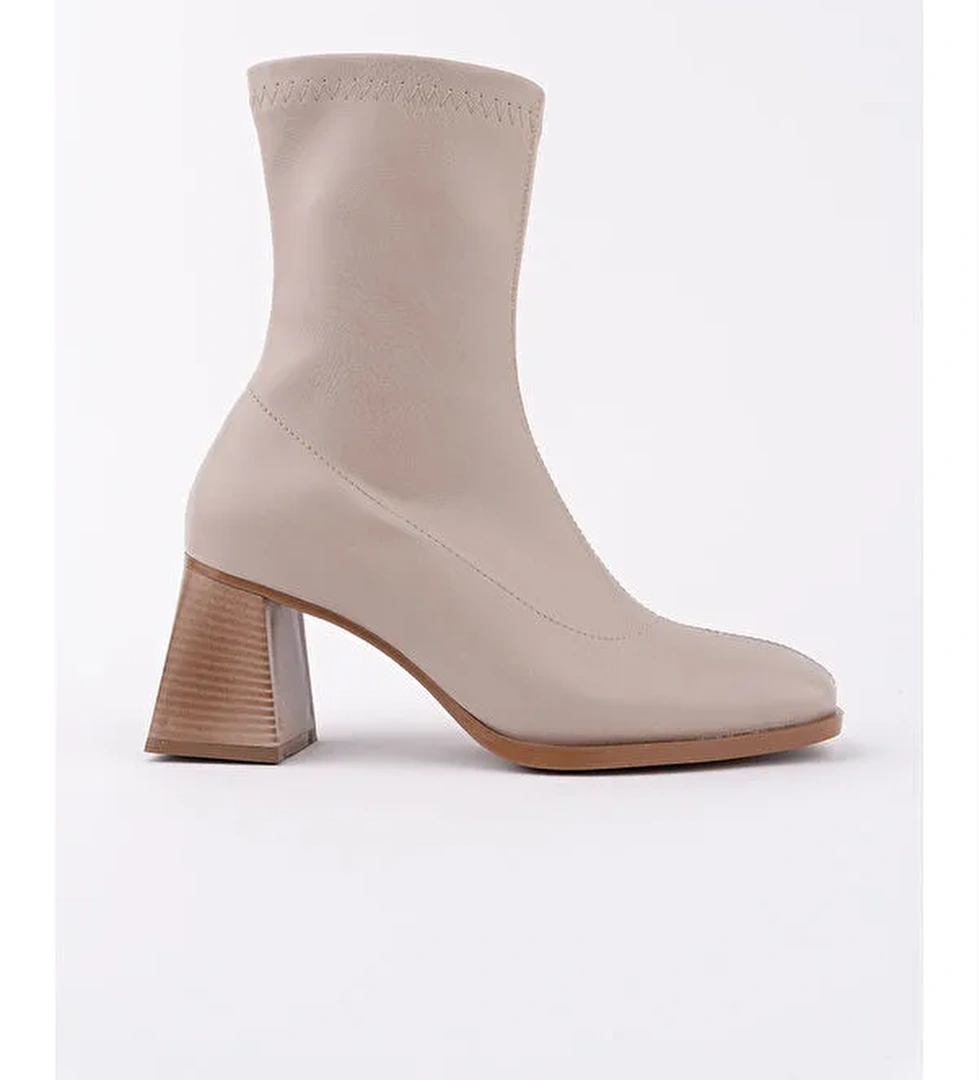 STORM Küt Burun Arkadan Fermuarlı Kadın Topuklu Bot