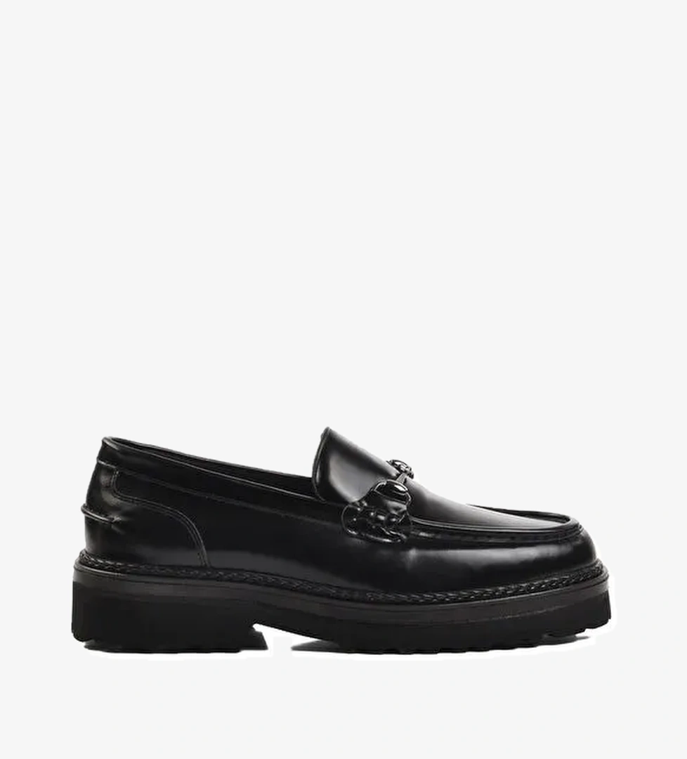 Premium 7710 Siyah Hakiki Deri Erkek Loafer Ayakkabı