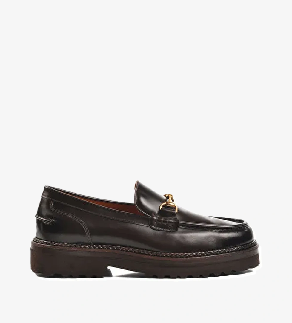 Premium 7710 Kahve Hakiki Deri Erkek Loafer Ayakkabı