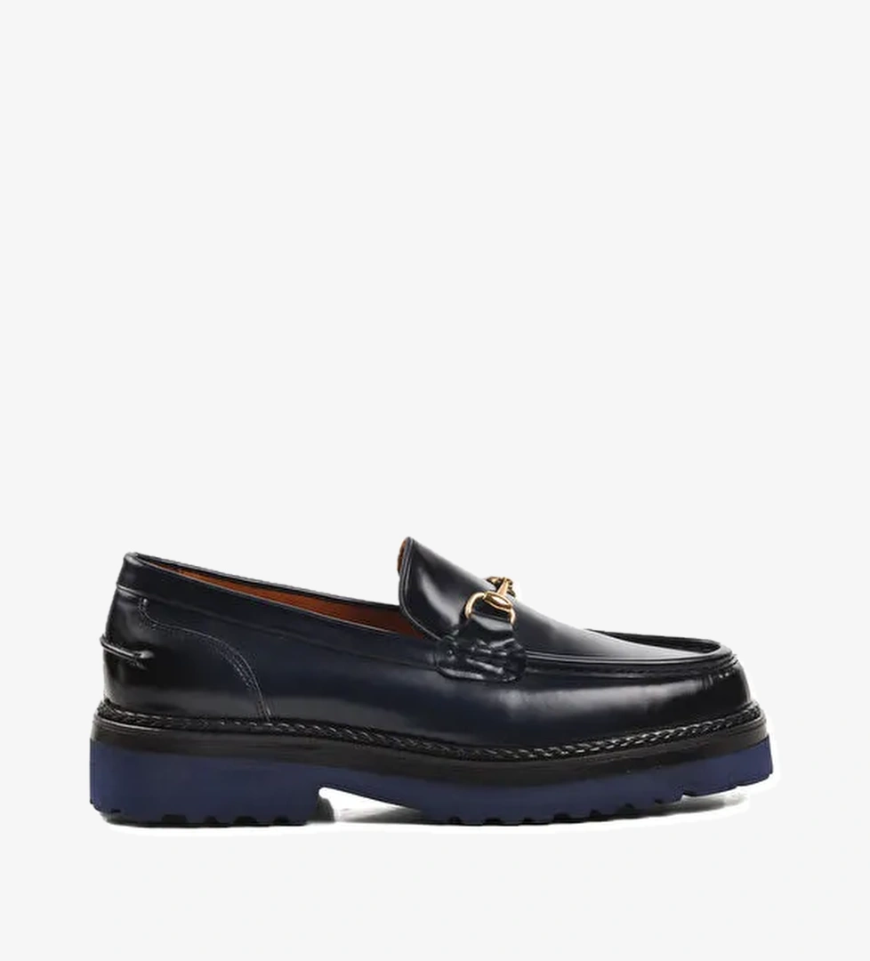 Premium 7710 Lacivert Hakiki Deri Erkek Loafer Ayakkabı