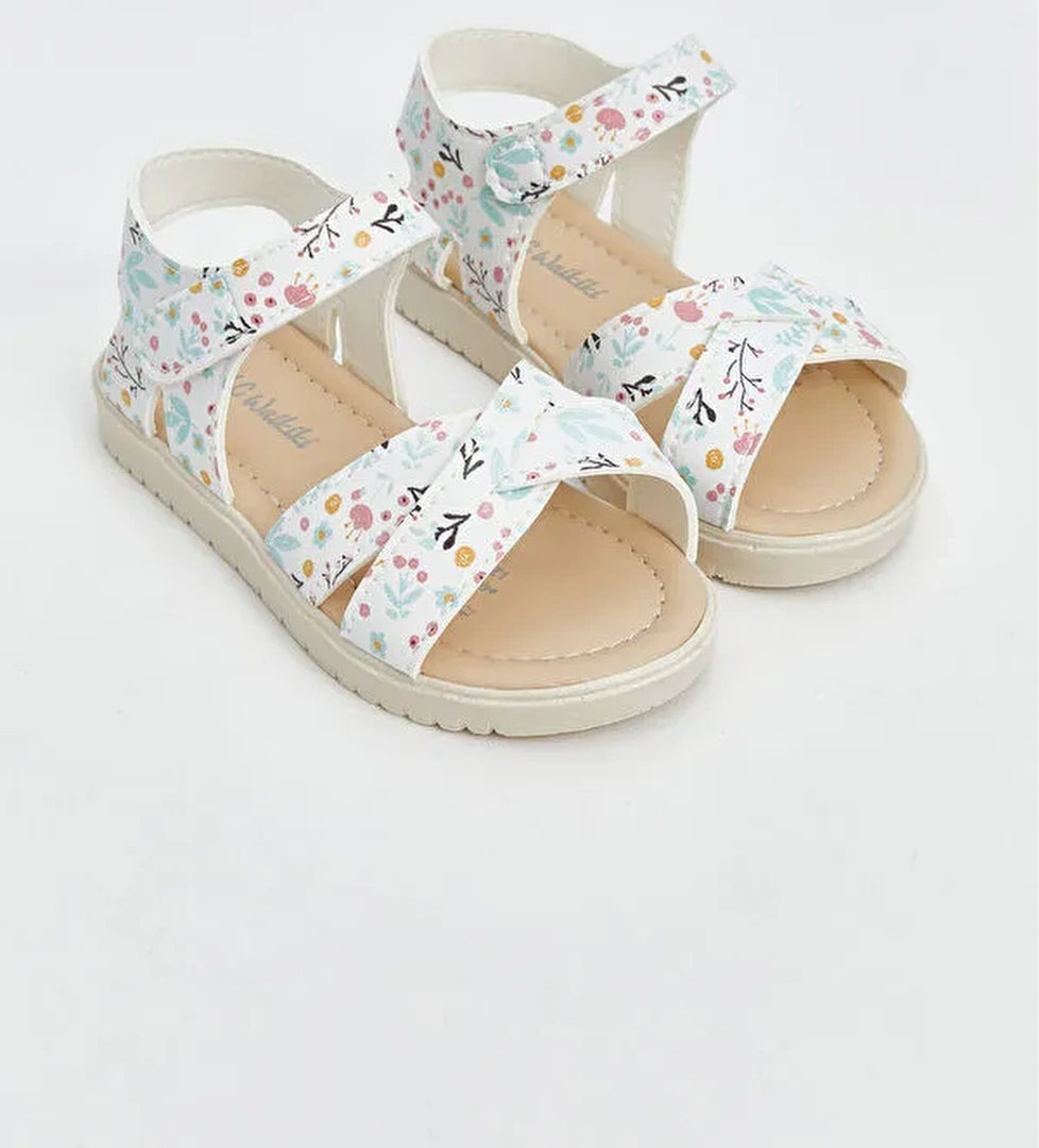 Cırt Cırtlı Çapraz Bantlı Kız Bebek Sandalet - Görsel 1