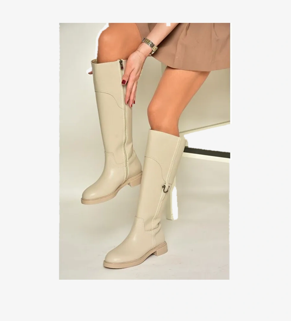 T9736006 Bej Kadın Çizme