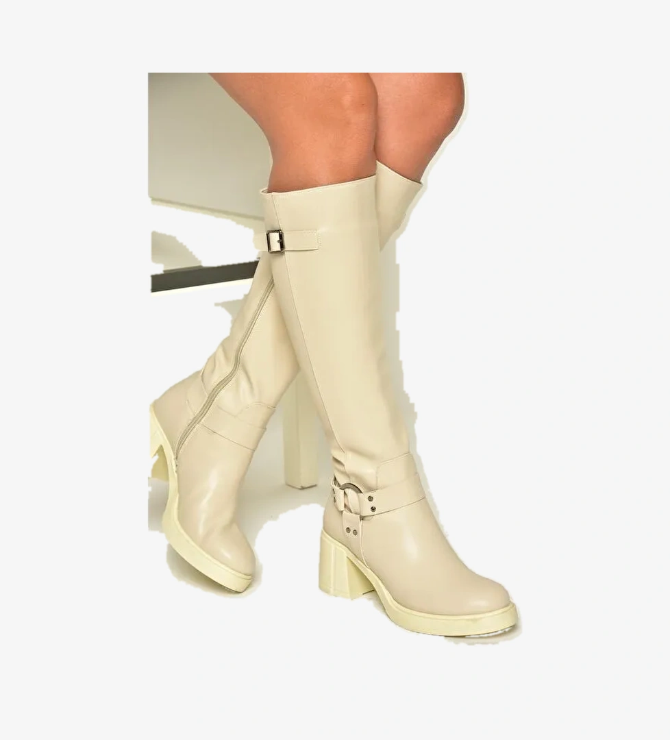 T2828320 Bej Kadın Çizme - Görsel 1