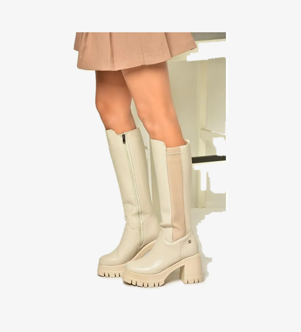 T9733900 Bej Kadın Çizme - Görsel 1