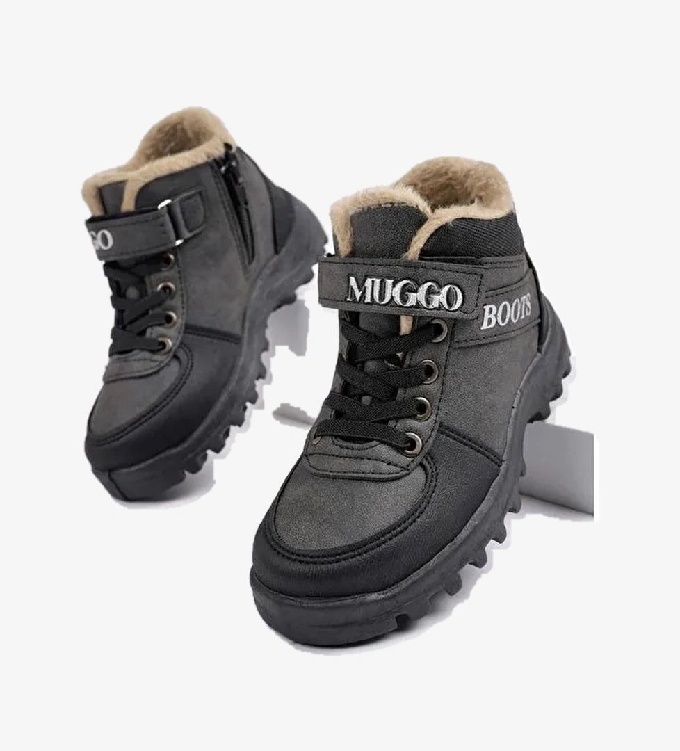 TRUDY Soğuğa Dayanıklı Kürklü Cırtlı ve Bağcıklı Çocuk Bot