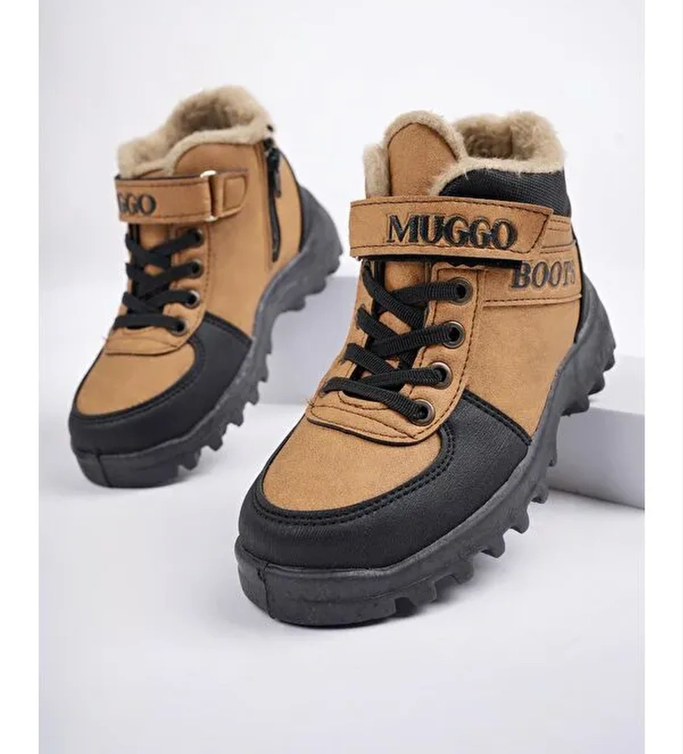 TRUDY Soğuğa Dayanıklı Kürklü Cırtlı ve Bağcıklı Çocuk Bot