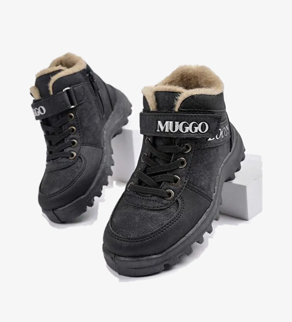 TRUDY Soğuğa Dayanıklı Kürklü Cırtlı ve Bağcıklı Çocuk Bot