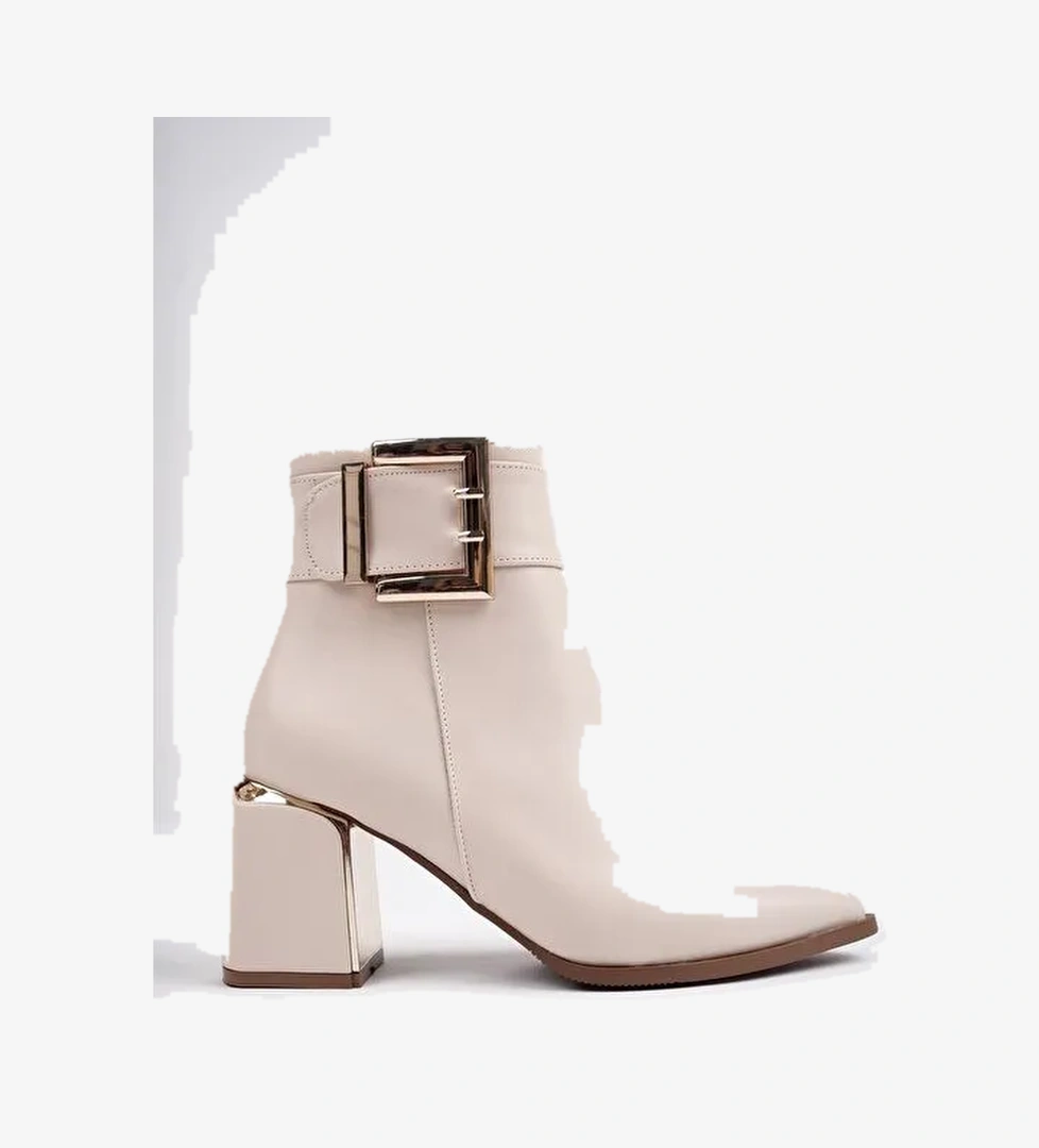 CHİLY Kemer ve Toka Detaylı Kalın Topuklu Kadın Bot