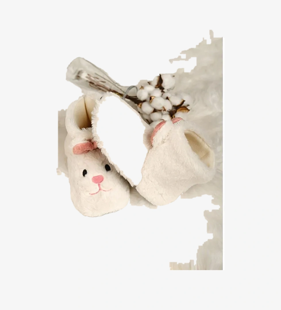 Zola Kaydırmaz Taban Yumuşak Podufuk Pelüş Tavşan Desenli Kadın Panduf Ev Botu - Görsel 1