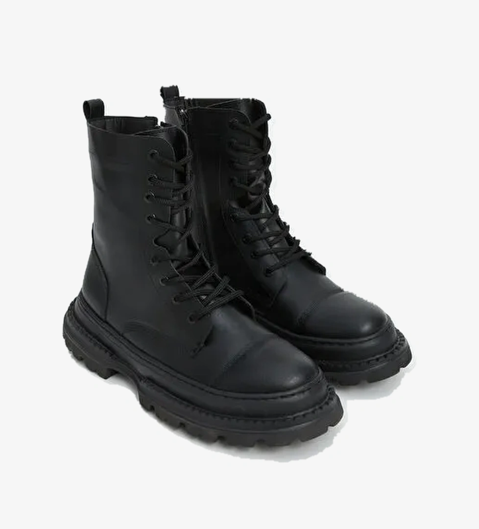 Bağcıklı Deri Görünümlü Erkek Bot