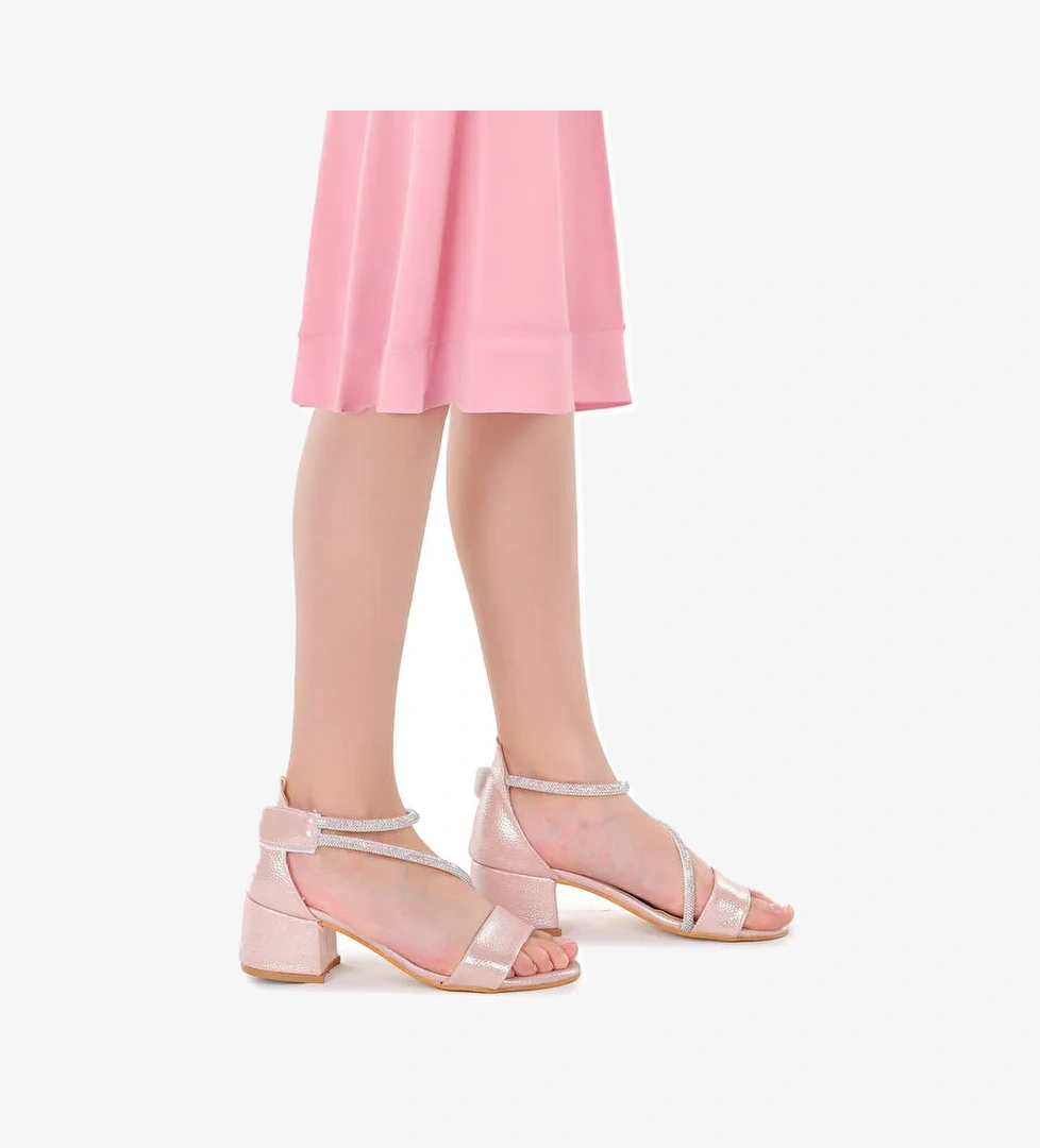 Pisar Vakko Günlük Kız Çocuk 4 Cm Topuklu Sandalet Abiye Ayakkabı