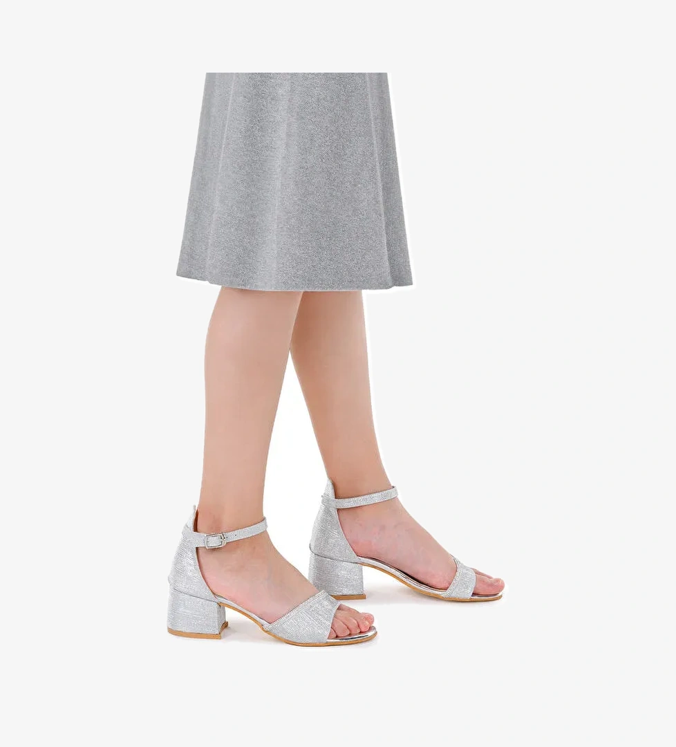 Elos Çizgili Günlük Kız Çocuk 4 Cm Topuklu Sandalet Ayakkabı