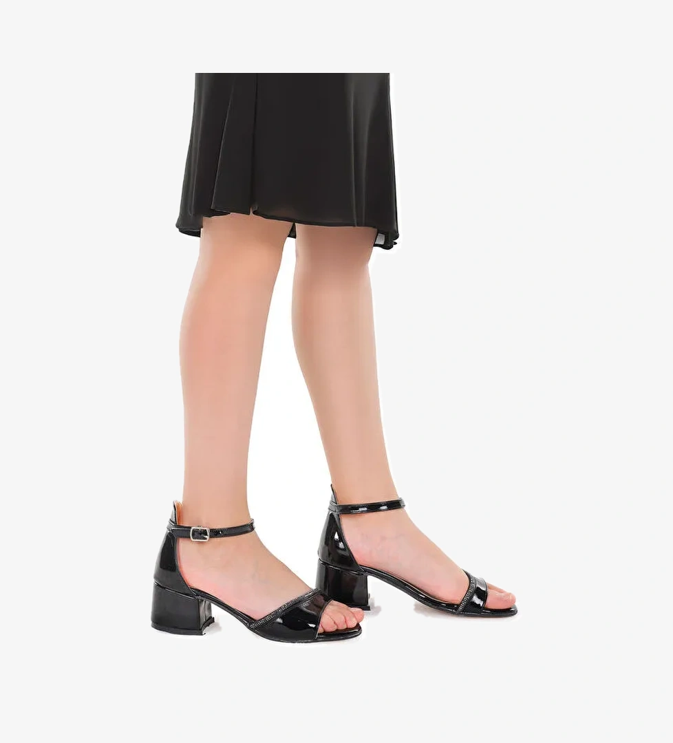 Elos Rugan Günlük Kız Çocuk 4 Cm Topuklu Sandalet Ayakkabı - Görsel 1