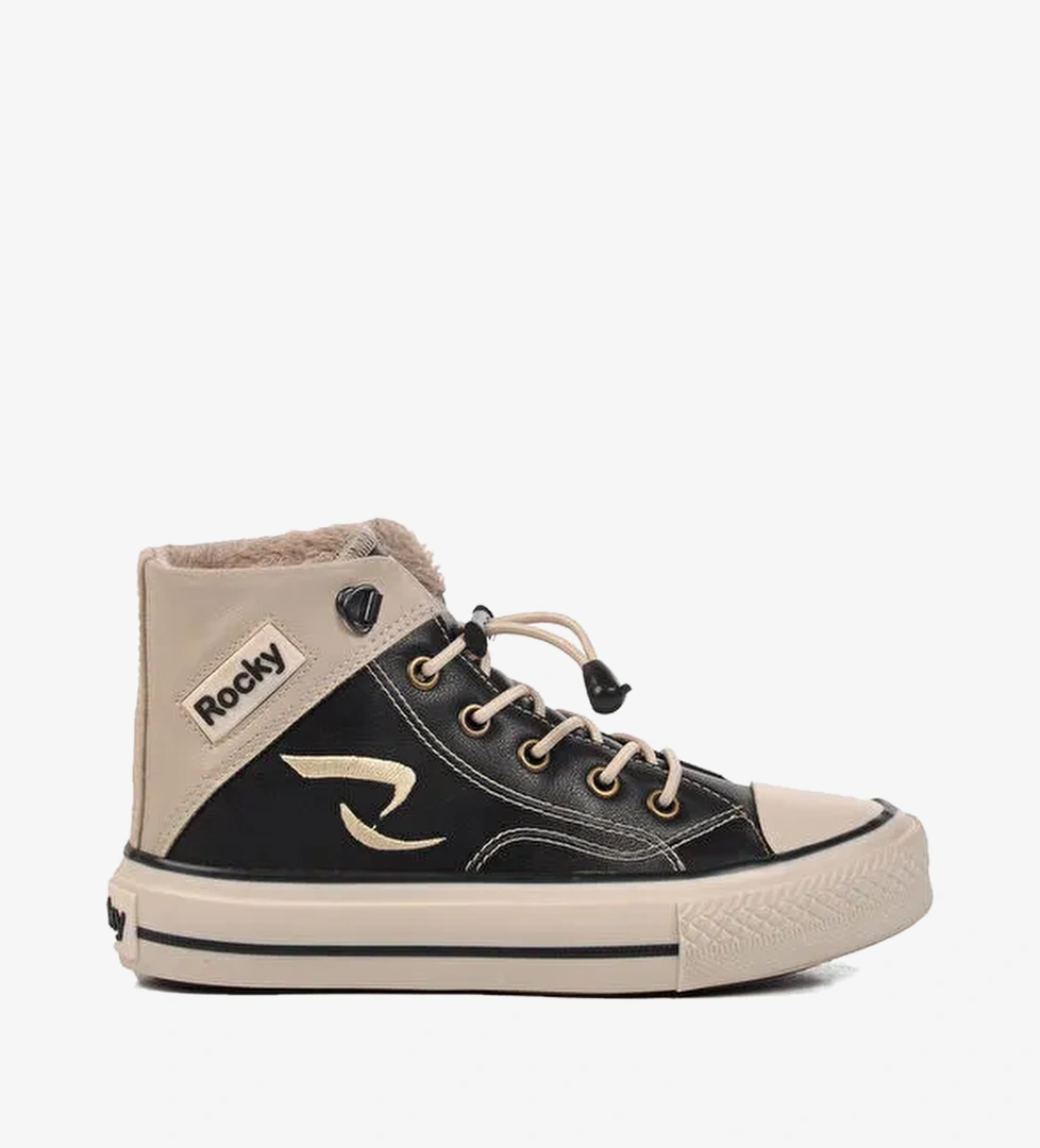 Siyah-Bej Ici Kurklu Bilek Boy Cocuk Sneaker Rocky 005 P