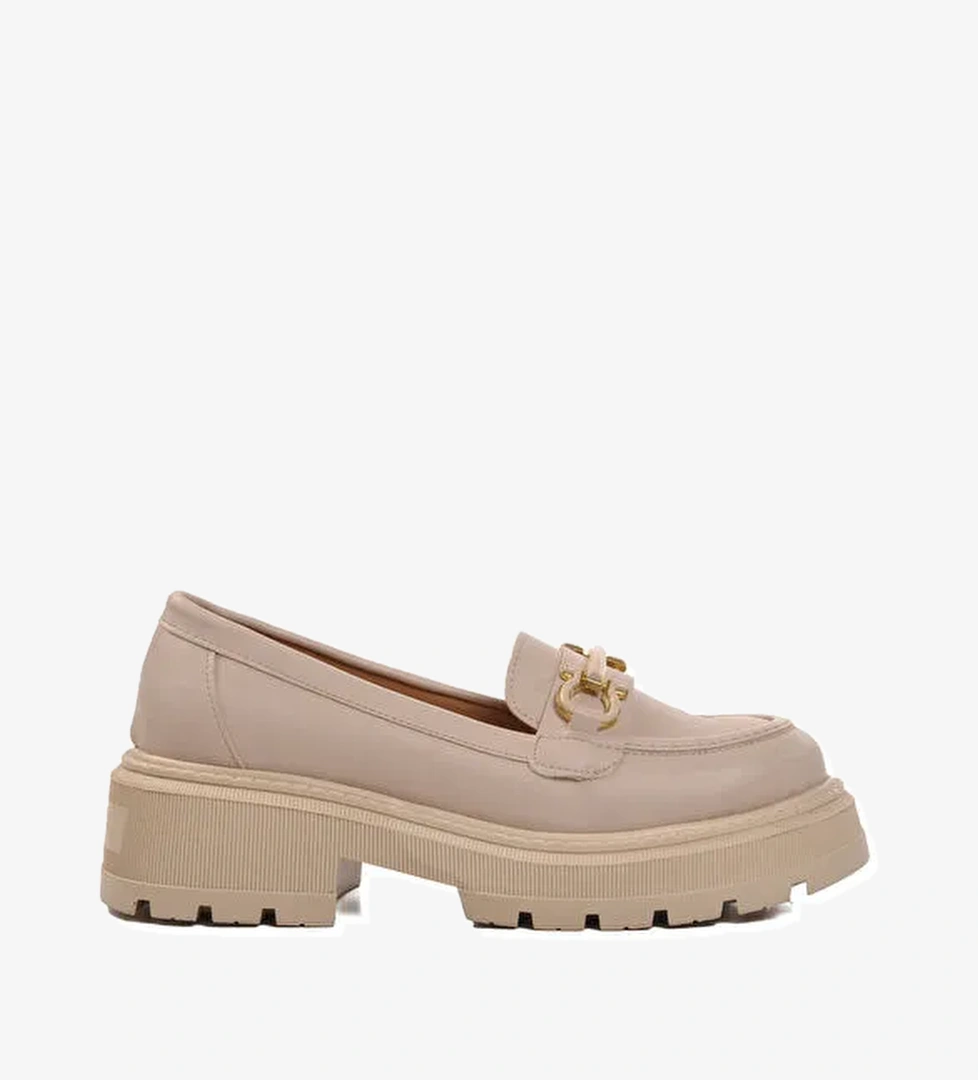 Bej Cilt Kadın Loafer Ayakkabı 572377
