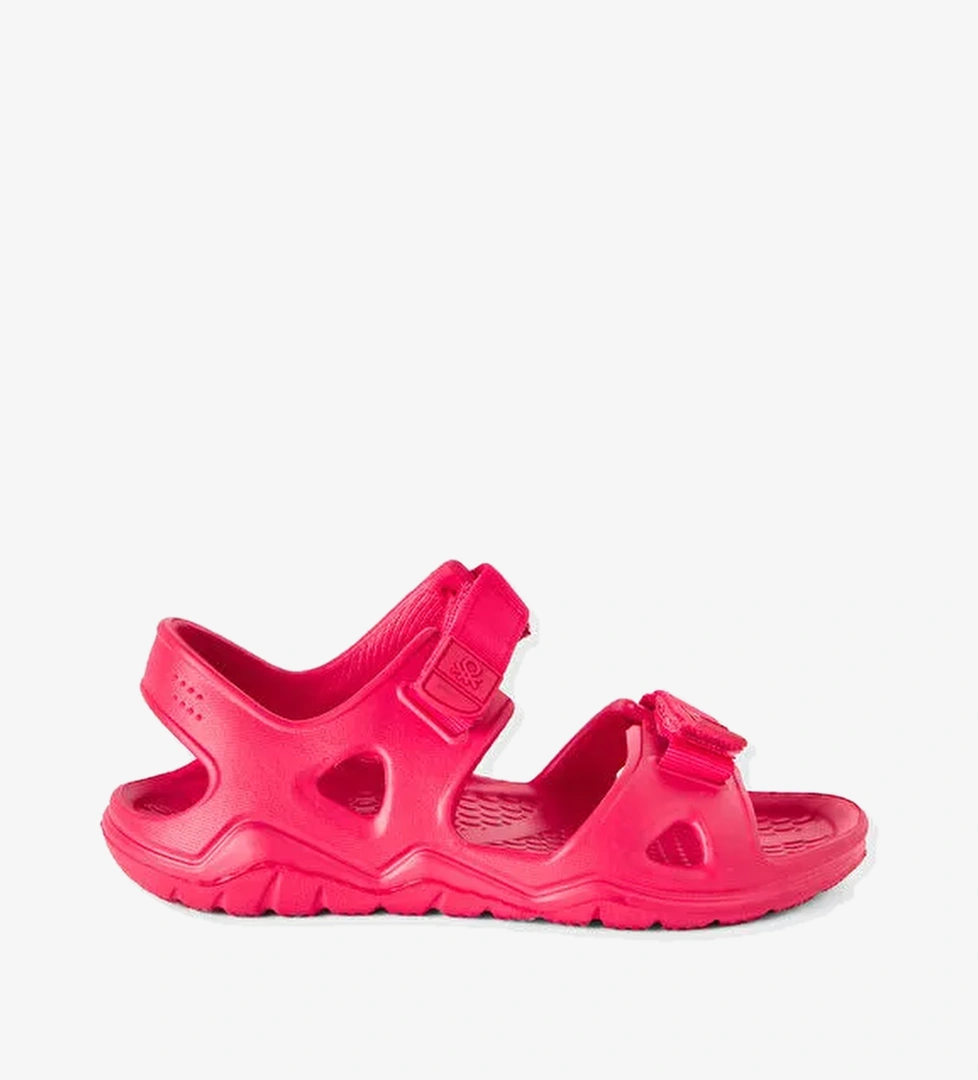Erkek Çocuk Fuşya Tek Renk Çift Bantlı Eva Taban Sandalet - Görsel 1