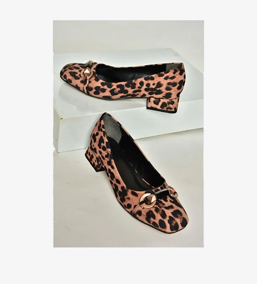 T5902296 Taba Kadın Topuklu Babet Ayakkabı