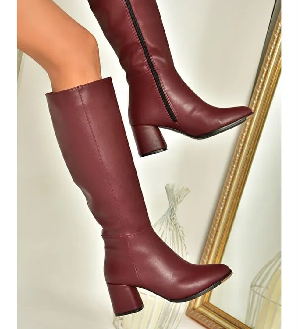 J848300109 Bordo Kadın Çizme